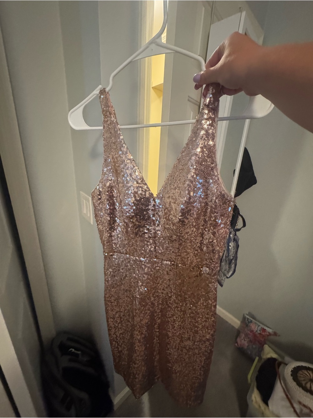 Night Way Collections Rose Gold Sequin Dress